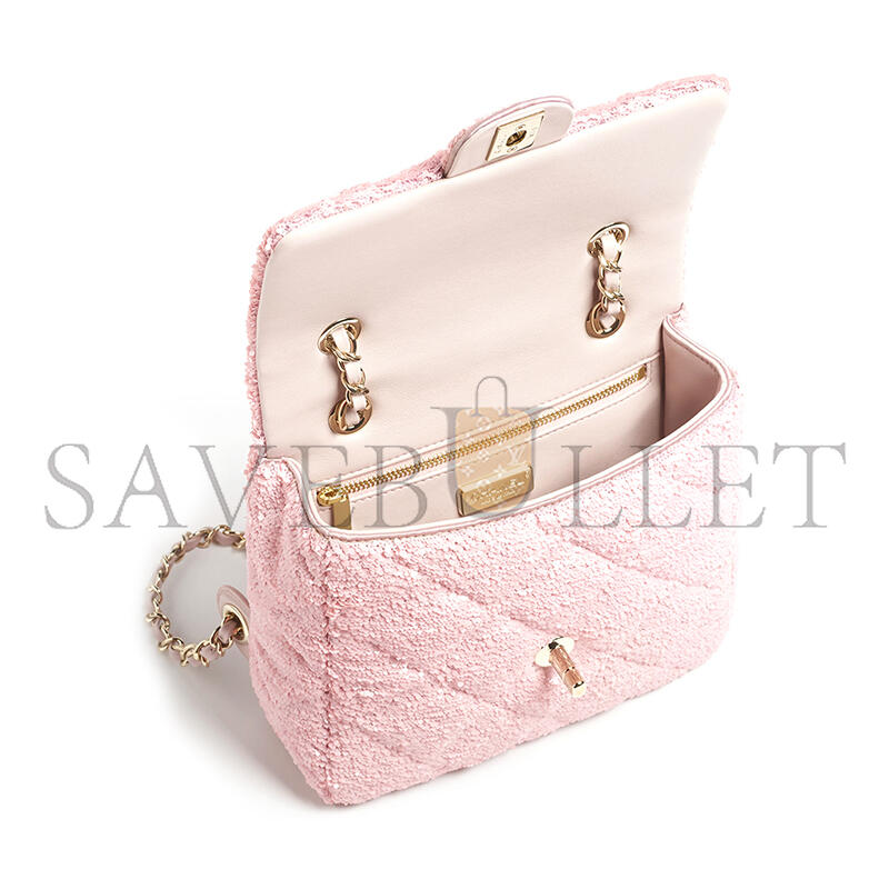 CHANEL QUILTED SEQUINS & GOLD-TONE METAL PINK BACKPACK AS5711 (21*17*7cm)